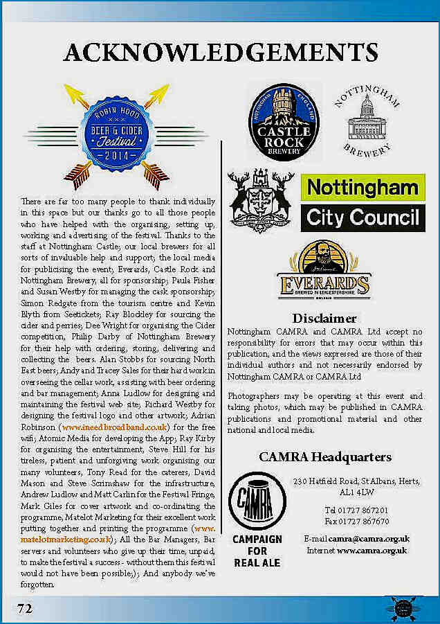 Programme Credit page Beer Festival 2014