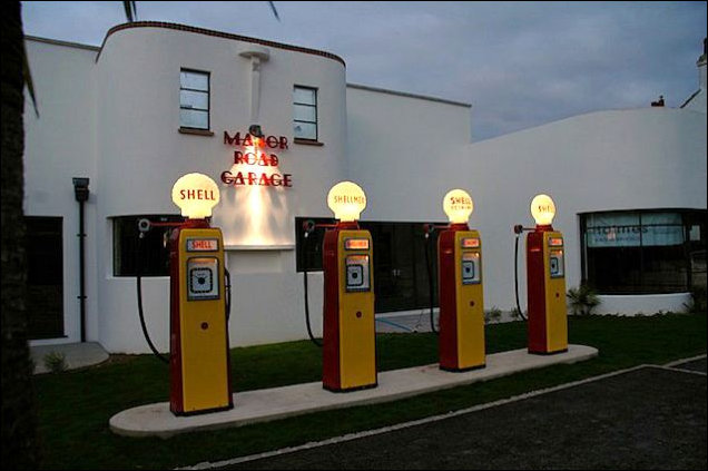 Manor Road Garage lit up