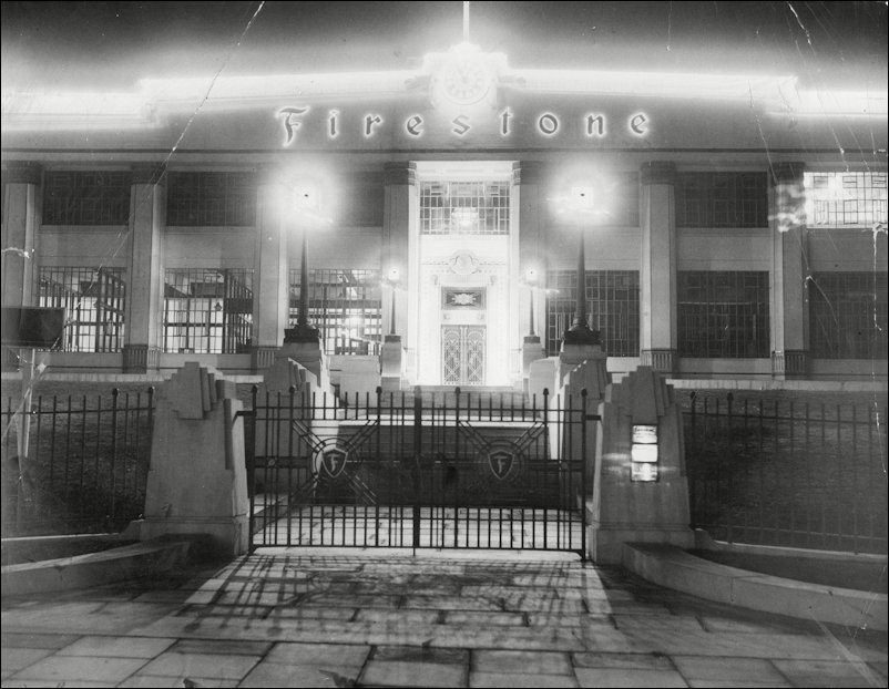 Firestone Factoru entrance lit up