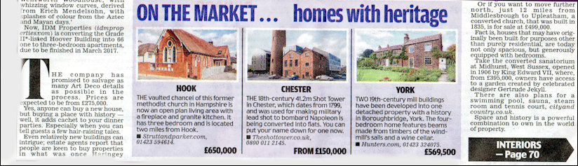 Hoover Building conversion newspaper article