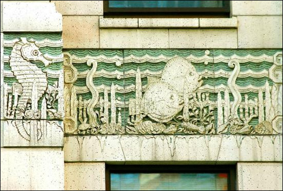 Seahorse frieze exterior Marine Building Vancouver