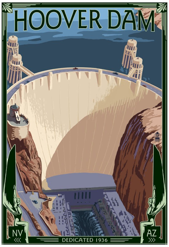 Poster advertising the oover Dam 1936
