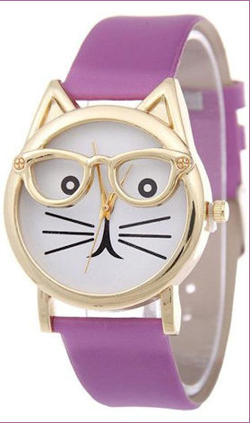 Purple Strap Cat Watch