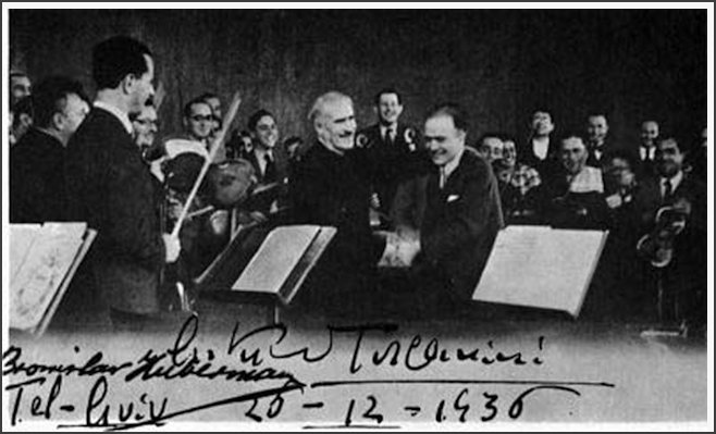 Toscanini and Huberman at the first concert of