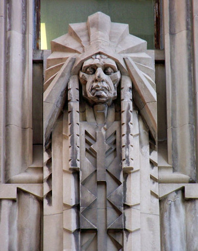 Penobscot close-up detail Native NAI above entrance