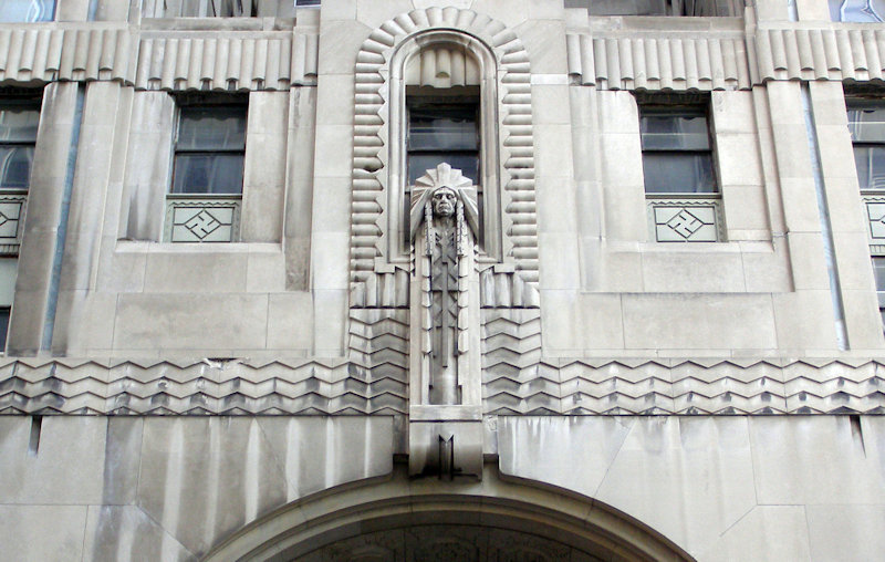 Penobscot detail Native NAI above entrance panorama