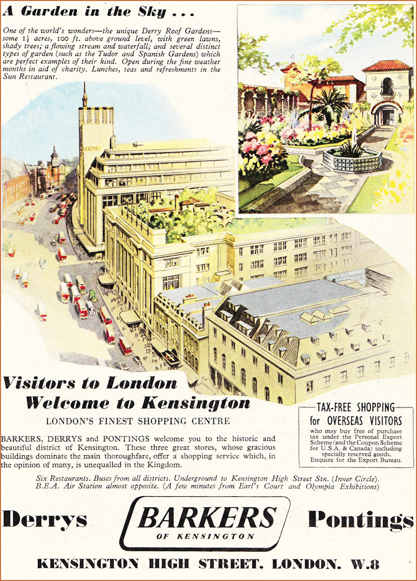 Advertisement for Derry and Toms and the Roof gardens