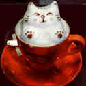 Frothy Coffee Cat Art