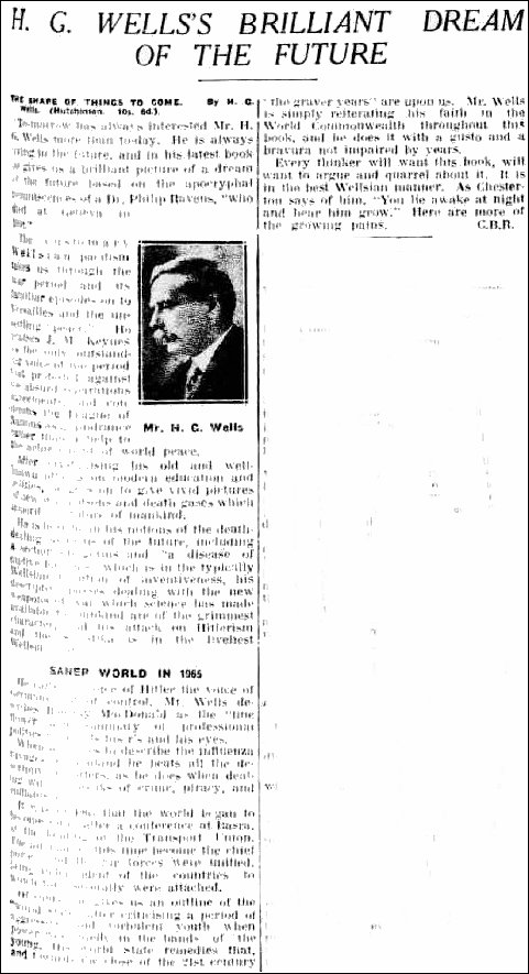 Original review for 1933 of the Shape of Things to come