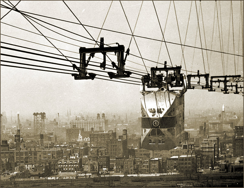 Sky Ride with buildings in background