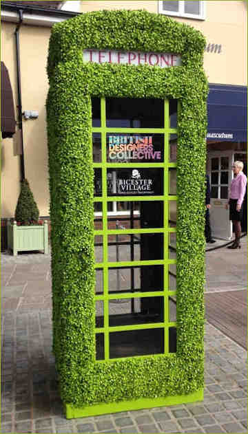 Green covered Kiosf for the Design Collective