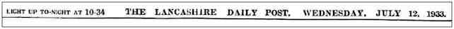 Lancs Daily Post Wednesday 12th July 1933