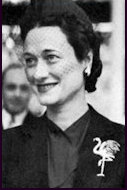 Wallis wearing Flamingo Brooch