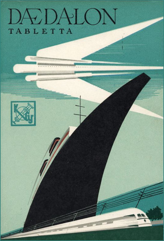 A Hungarian advertisement for medication showing the three main forms of travel