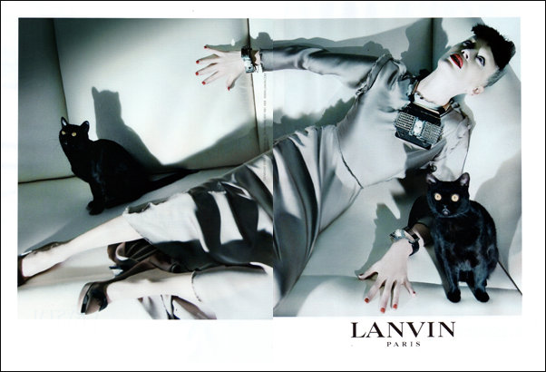 Modern take on Lanvin Paris using real black cats