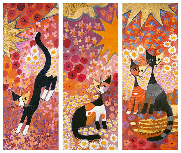 Stylised Cats Triptych
