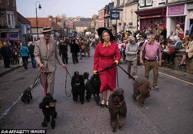 People having fun in Pickering during re-enactment day