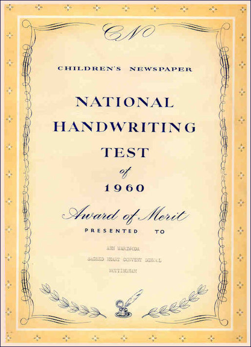National Handwriting Test Certificate