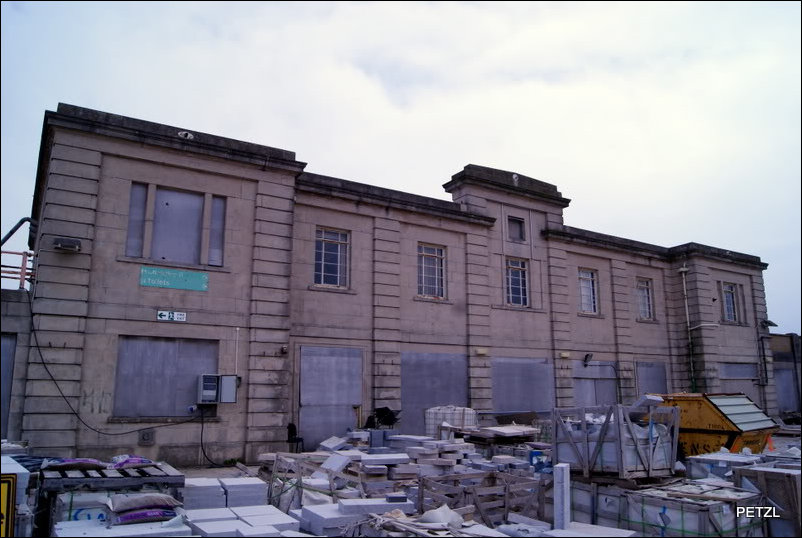Swimming Pool front facade boarded up