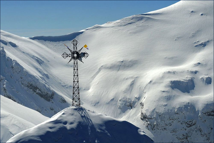 Giewont Peak in the snow