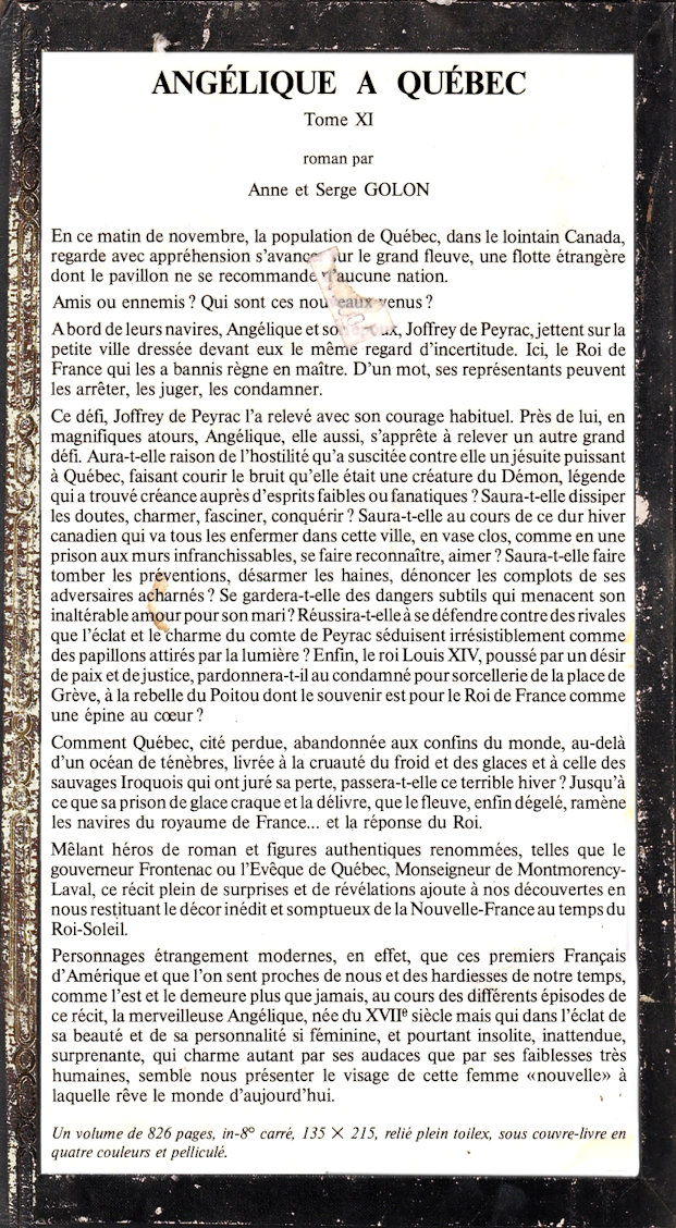 Angelique in Quebec publisher's synopsis