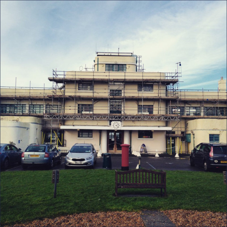 Shoreham Airport encased in scaffolding