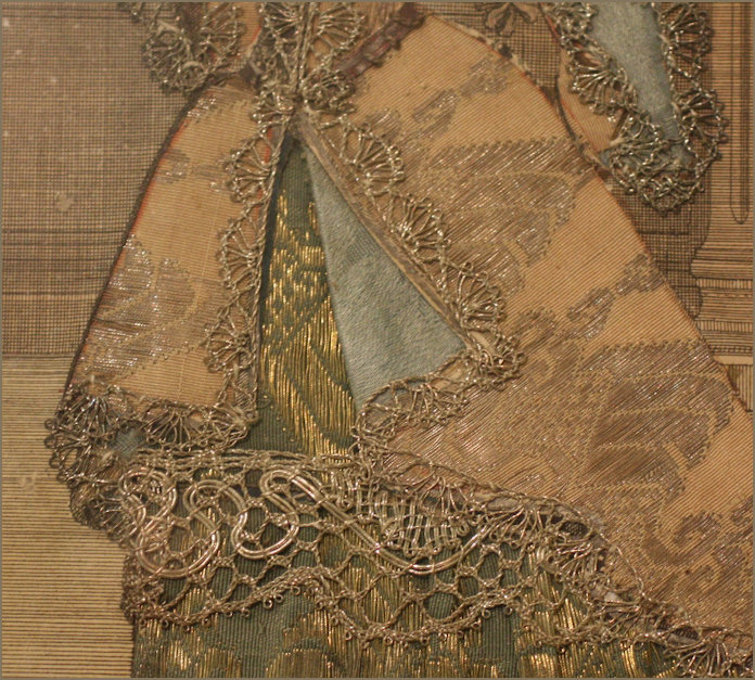 Applied silk and bobbin lace