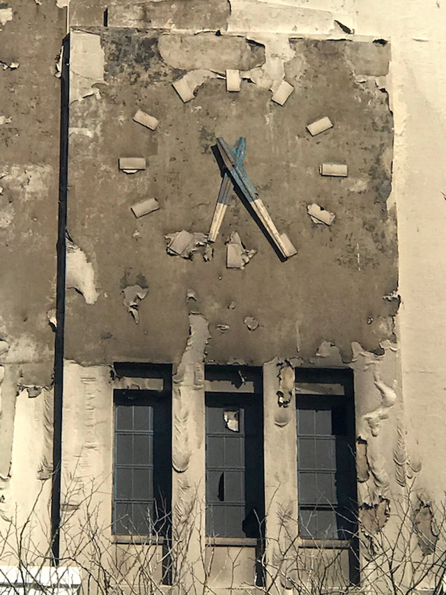 Littlewoods Pools Factory Clock post fire