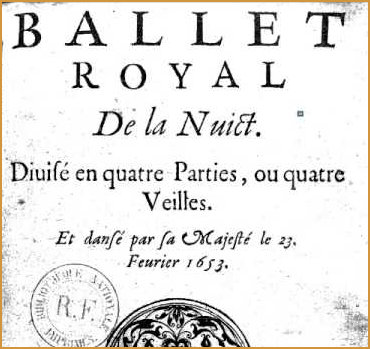 Original frontispiece of the Ballet de la Nuit