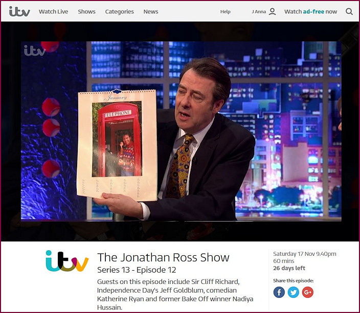 January featuring Cliff Richard in a Telephone Kiosk