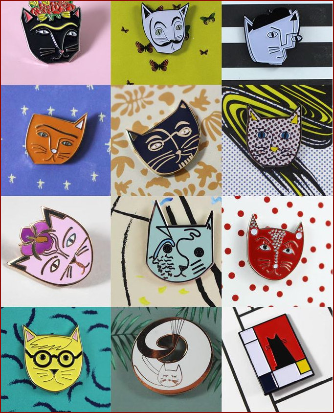 Full Set of 10 pins of Artists as Cats