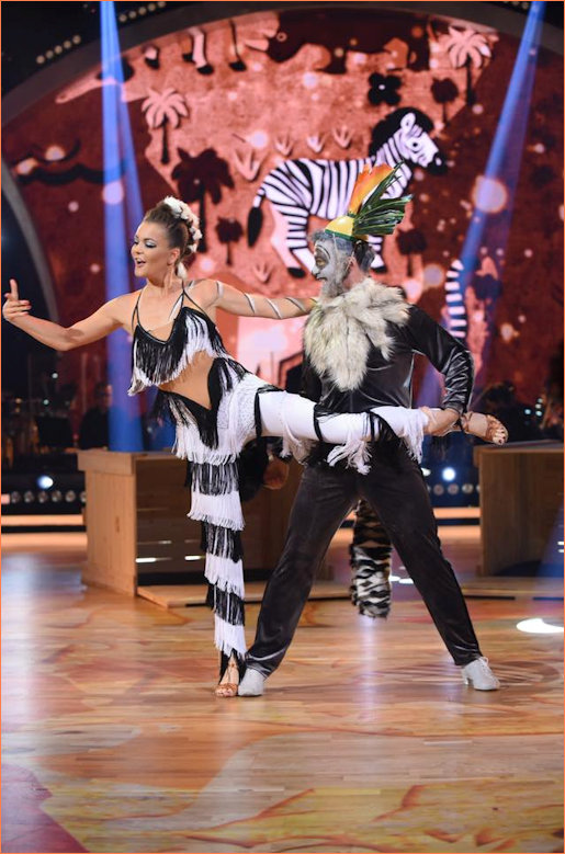 Aga and Steffano as Madagascar characters Marty and King Julien dancing the cha cha cha