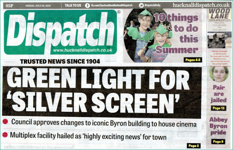 Hucknall Dispatch Front Page headlines