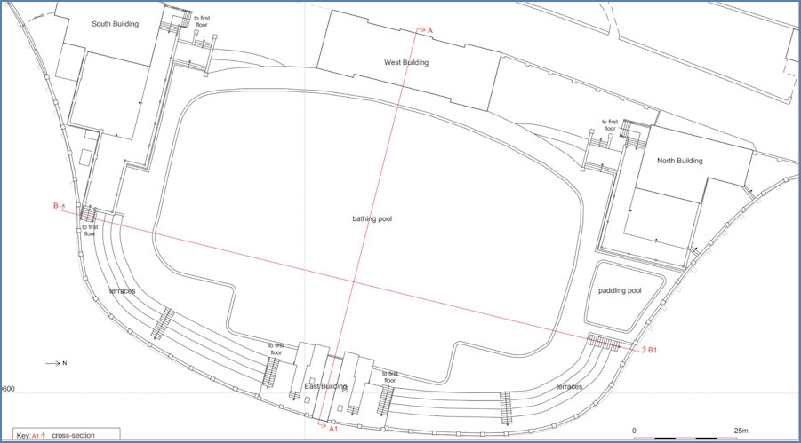 Ground Plan of the Lido area detailing the prominent mushroom shape