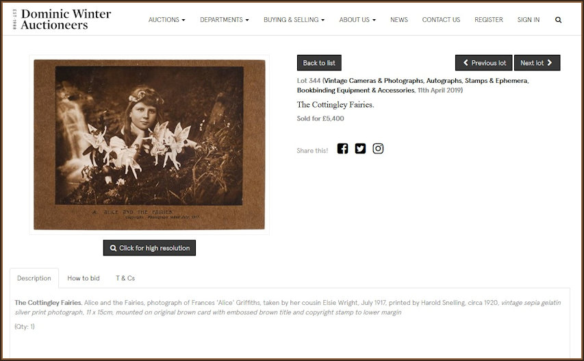 The Cottingley Fairies Auction