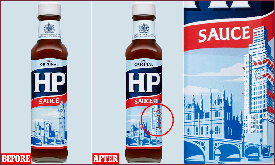 HP Sauce showing the changes of lable