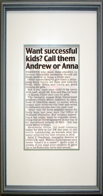 Call your kids Andrew and Anna