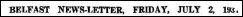 Belfast Newsletter Header