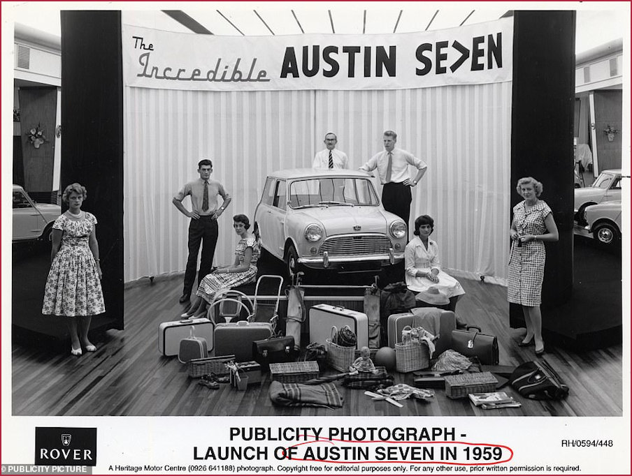 The launch of the Mini Austin Seven in 1959