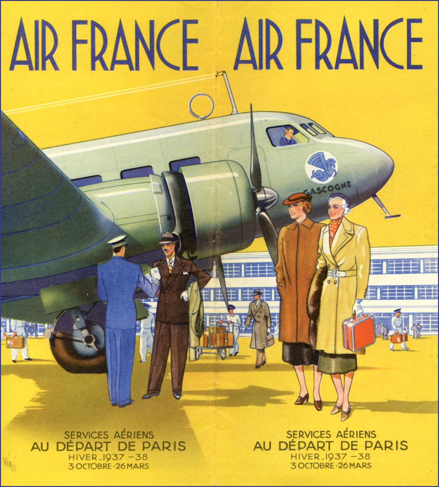 Travel Poster and Flights Timetable Poster for 1937