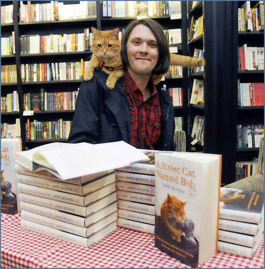 James Bowen and Bob at a Book Signing