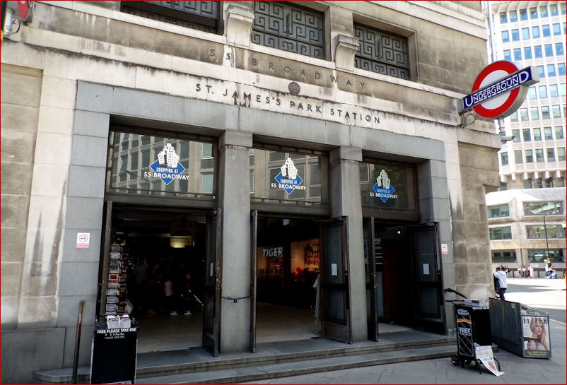 Exterior of St James Park Underground Station