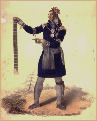 Huron Warrior and Wampum Belt