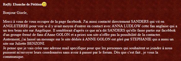 Post from French Fans Discussion Board