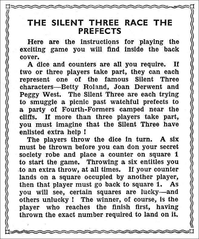 Instructions to play the Silent Three Game
