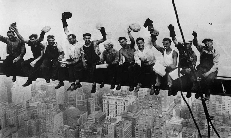 A previously unseen version of the Men who Lunch scaffolding photot