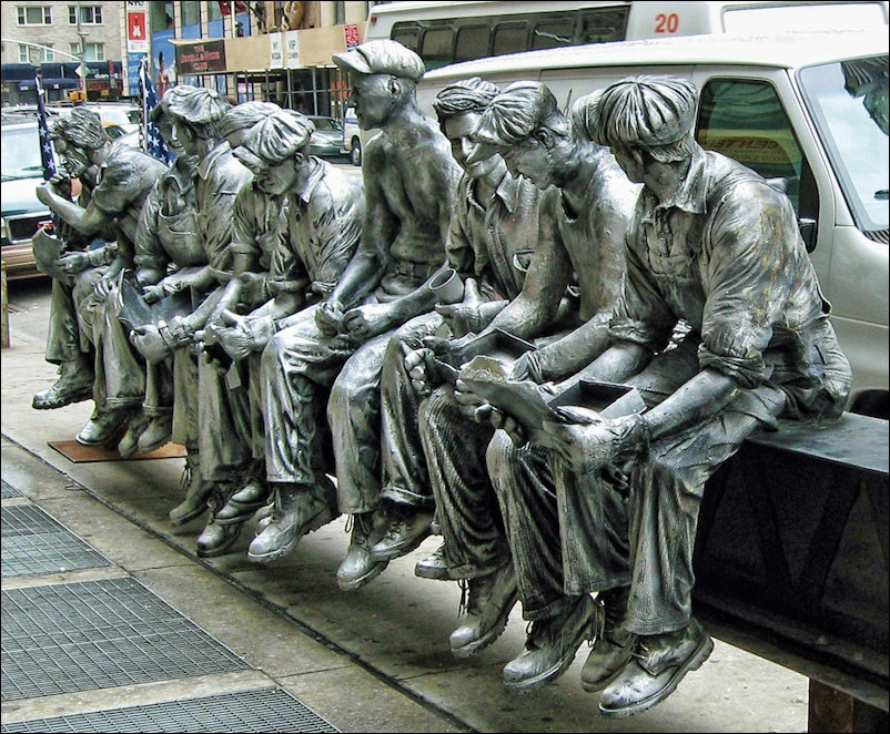 Close up of Men at Lunch moveable monument