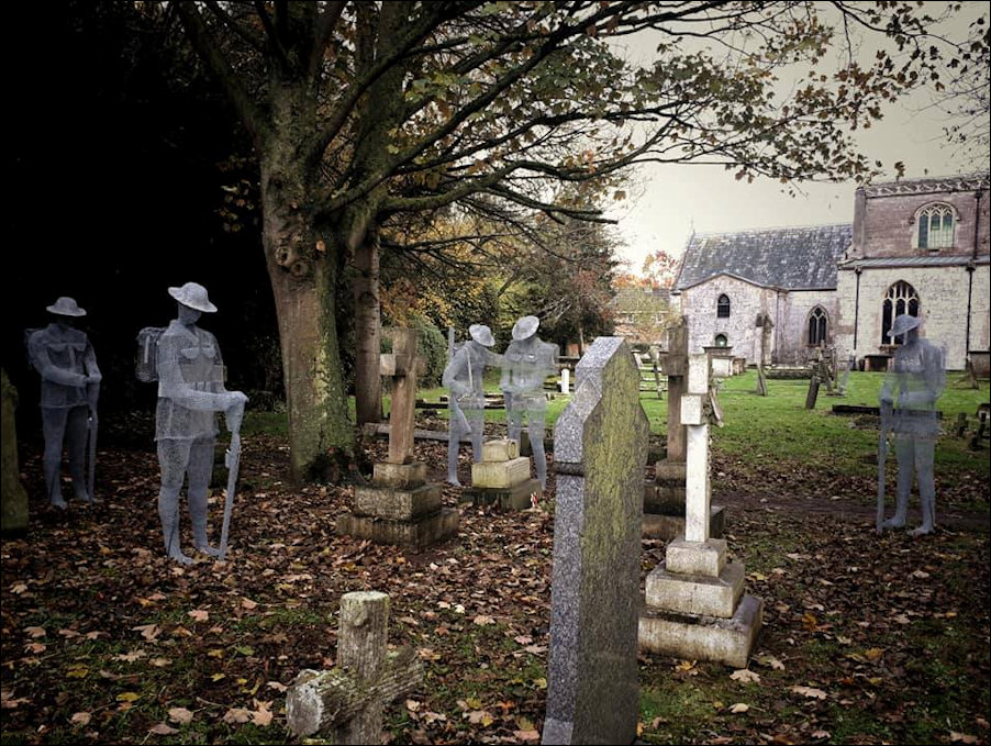 Wire soldiers tribute in St John the Evangelist Churchyard