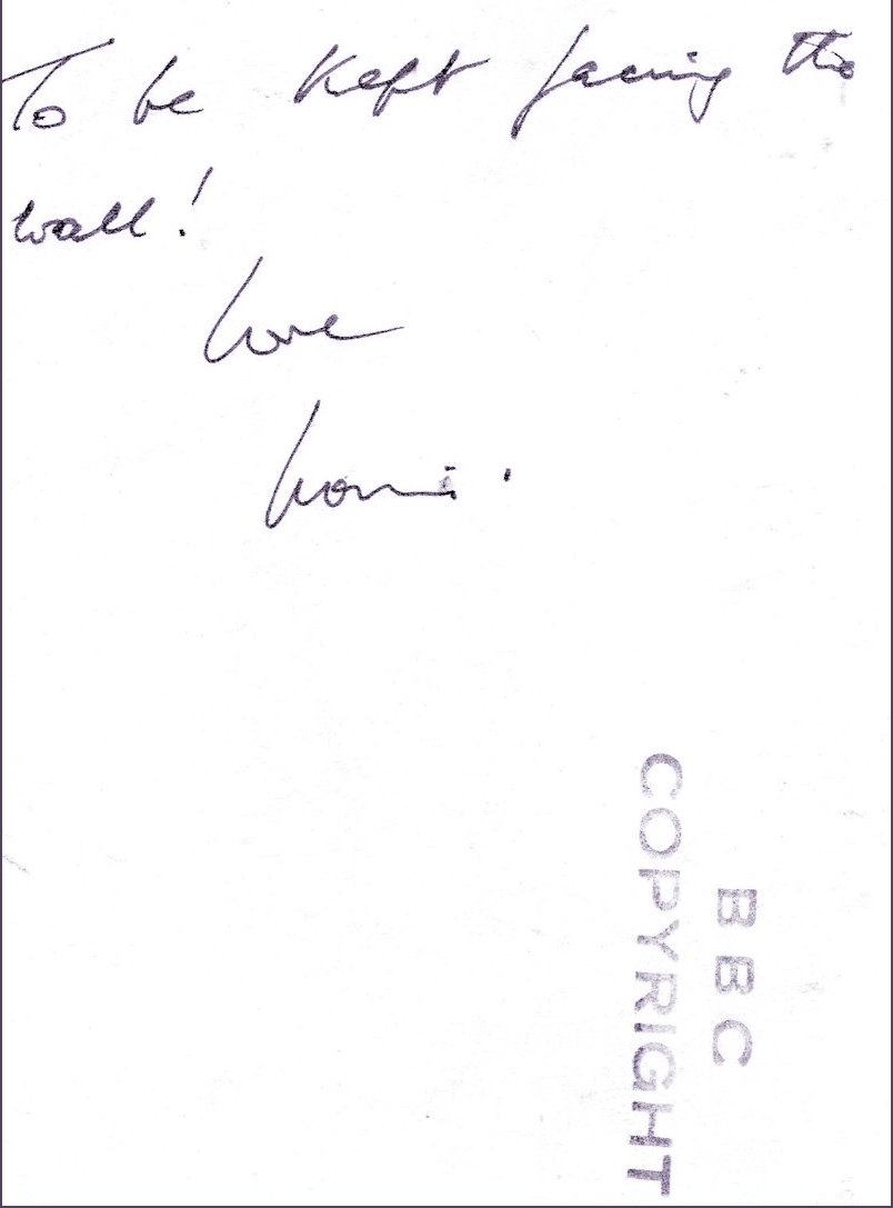 Dedication on rear of location photograph