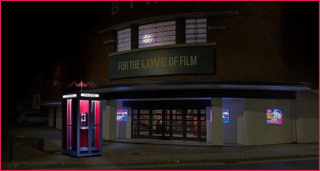 Bill & Teds time-travelling phone booth outside The Arc cinema